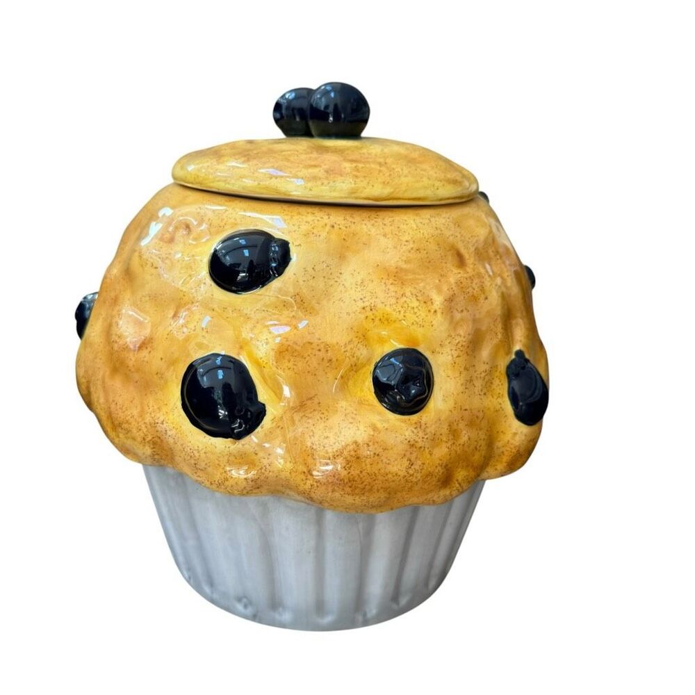 Vintage Nick & Nora Boston Warehouse Blueberry Muffin Cupcake Cookie Jar Ceramic
